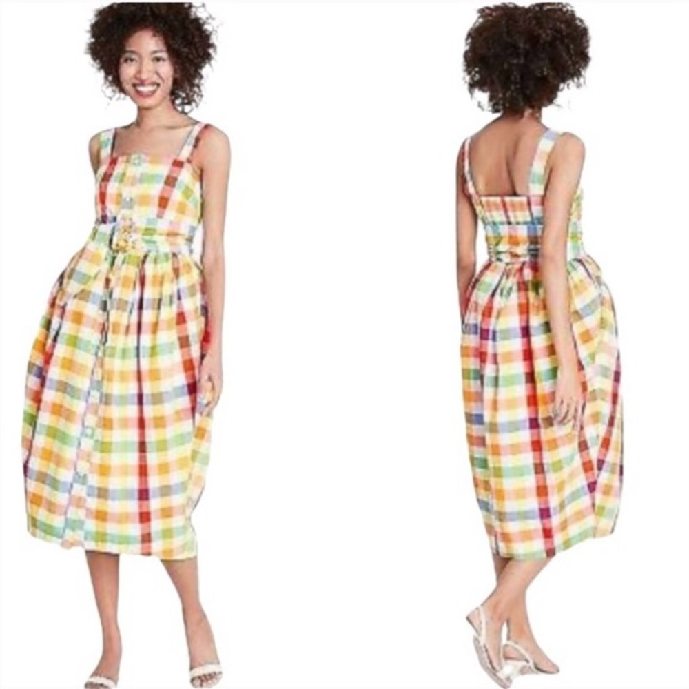 Colorful Plaid Midi Dress